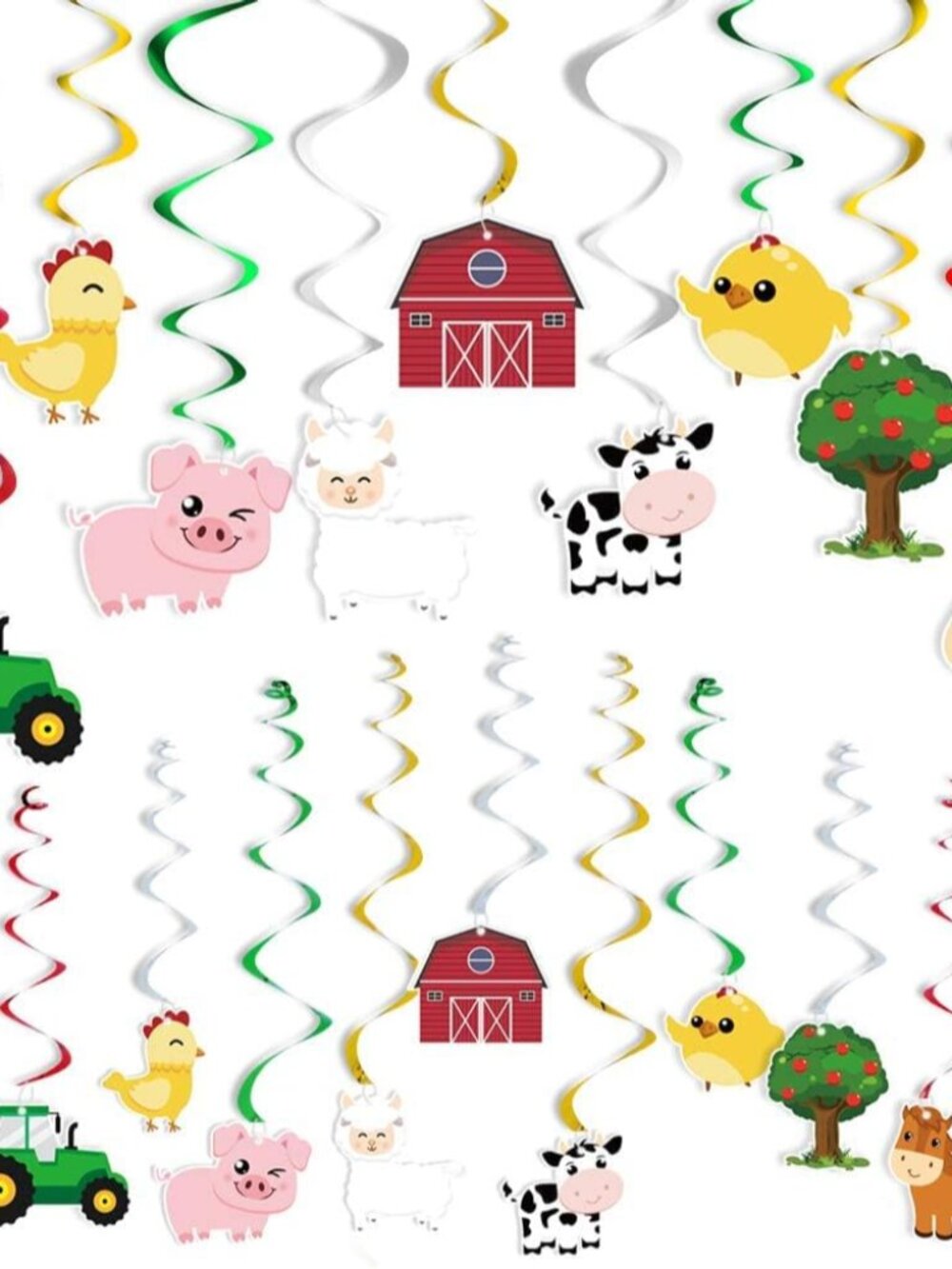 Farm Animals Hanging Swirls Barnyard Theme Party Supplies